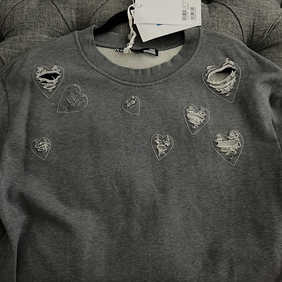 Love moschino womens grey sweatshirt tunic M/L US 8 new with tags nwt - Picture 6 of 8